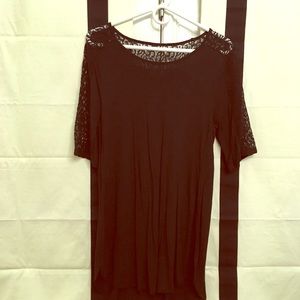 Black knit and lace tunic